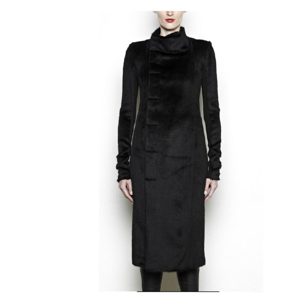 Rick Owens Jackets & Blazers - RICK OWENS Archival Black Alpaca Fur Eileen Coat